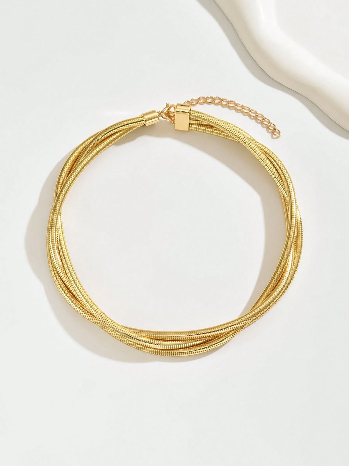 Triple-Layered Gold-Tone Choker Necklace-Massicos