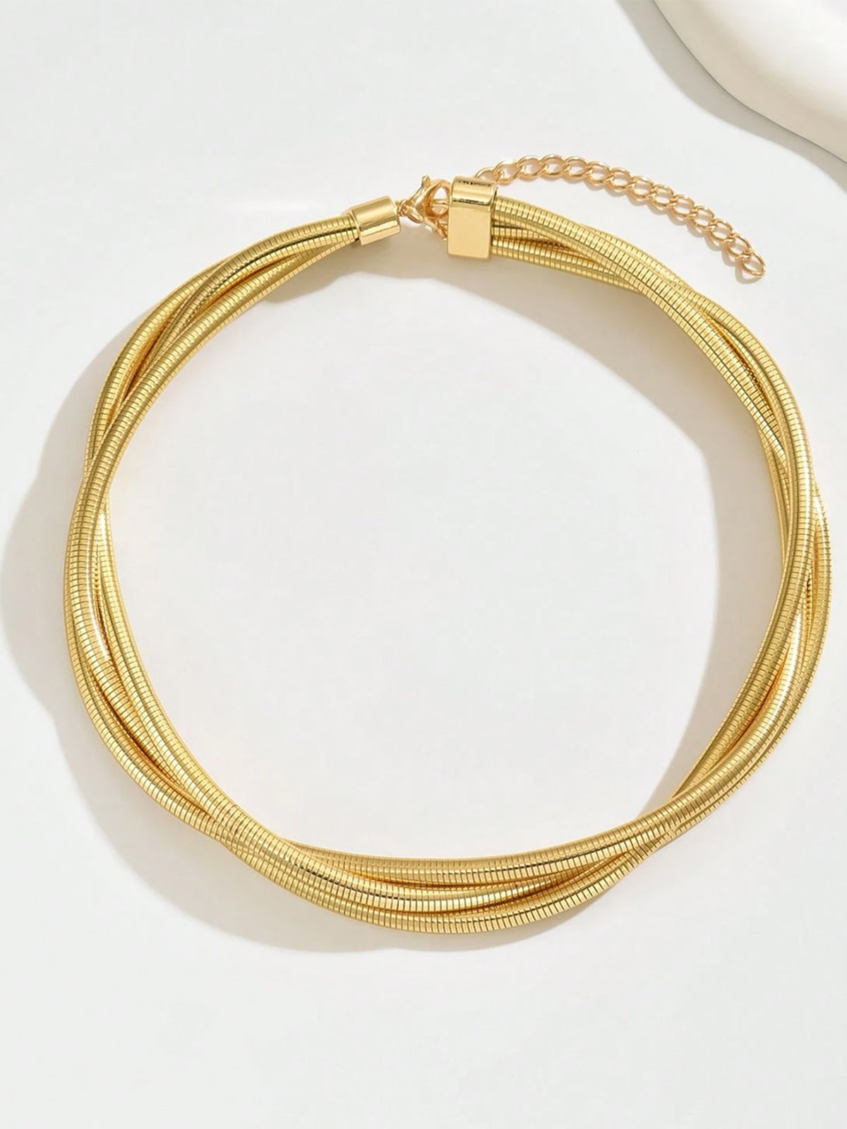 Triple-Layered Gold-Tone Choker Necklace-Massicos