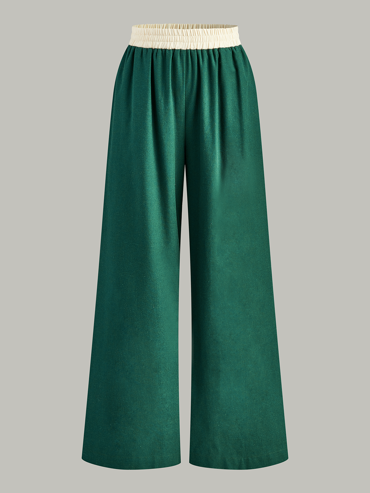 Contrast Trim Crop Top and Wide-Leg Pants Set-Massicos