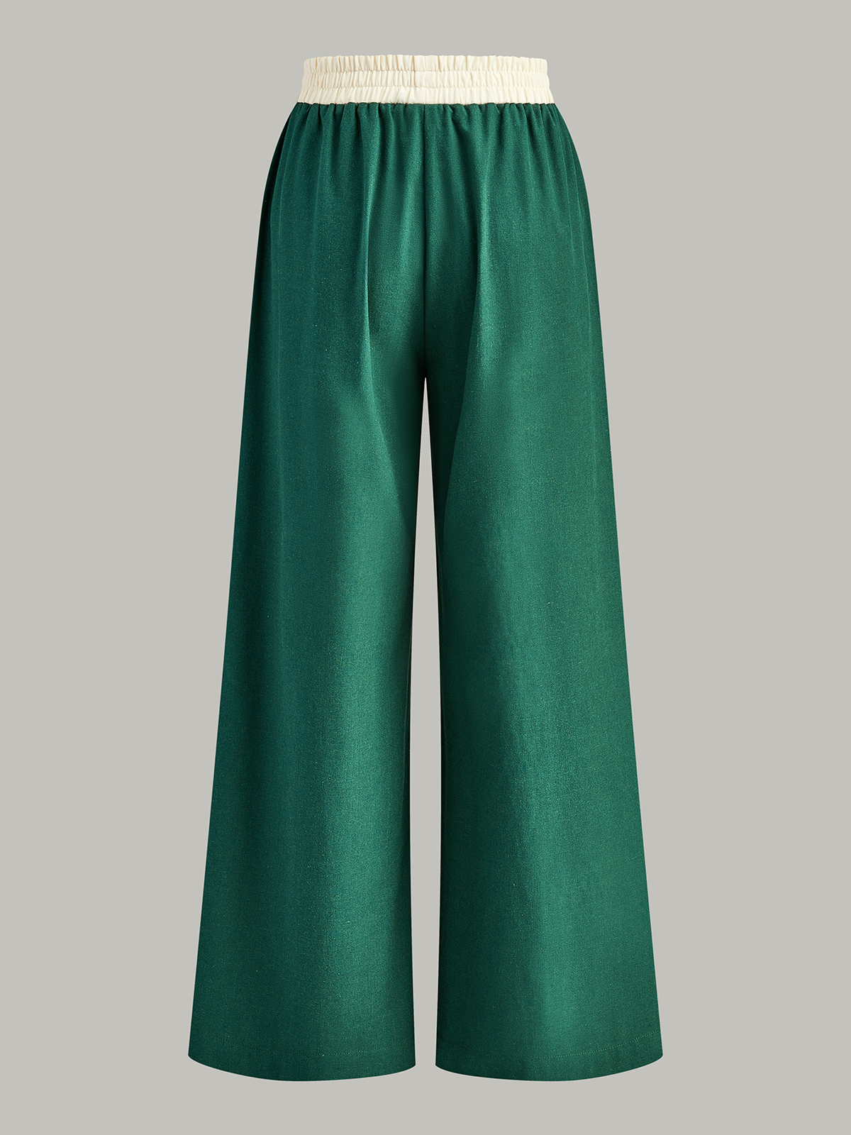Contrast Trim Crop Top and Wide-Leg Pants Set-Massicos