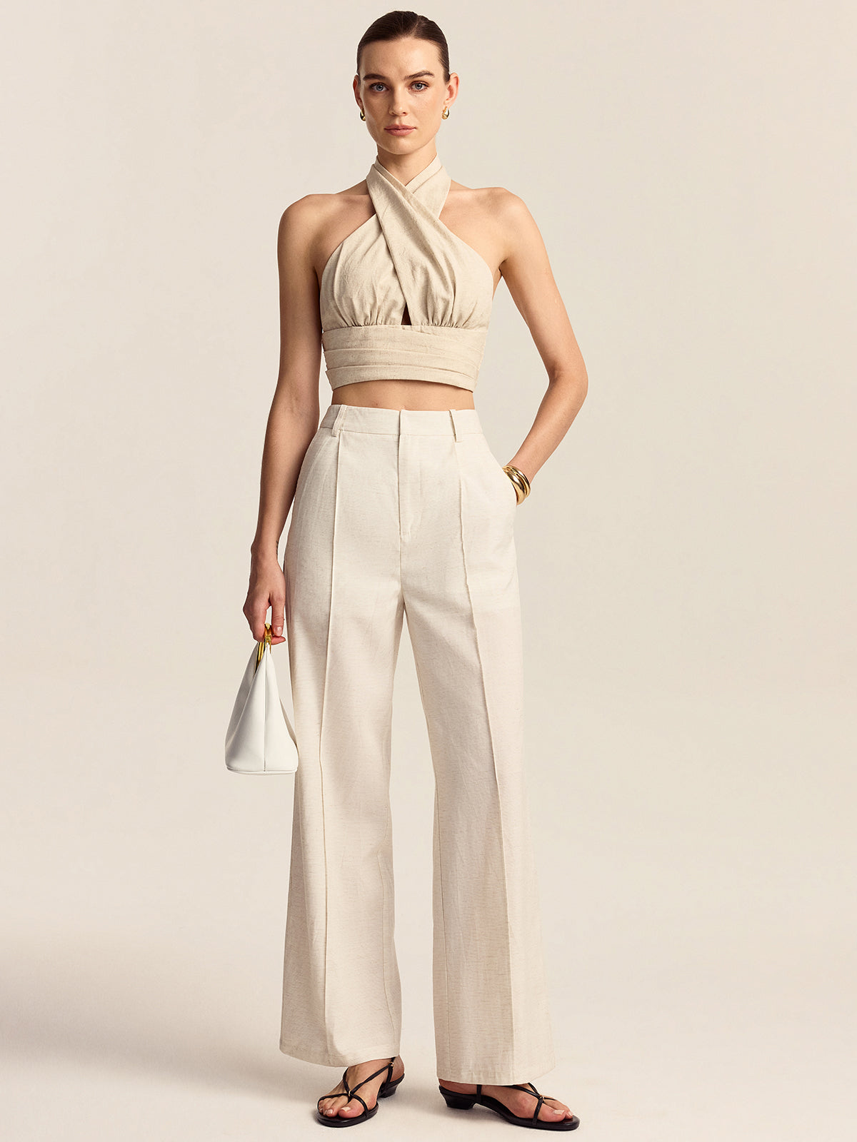 Tencel-Linen Blend Trousers-Massicos
