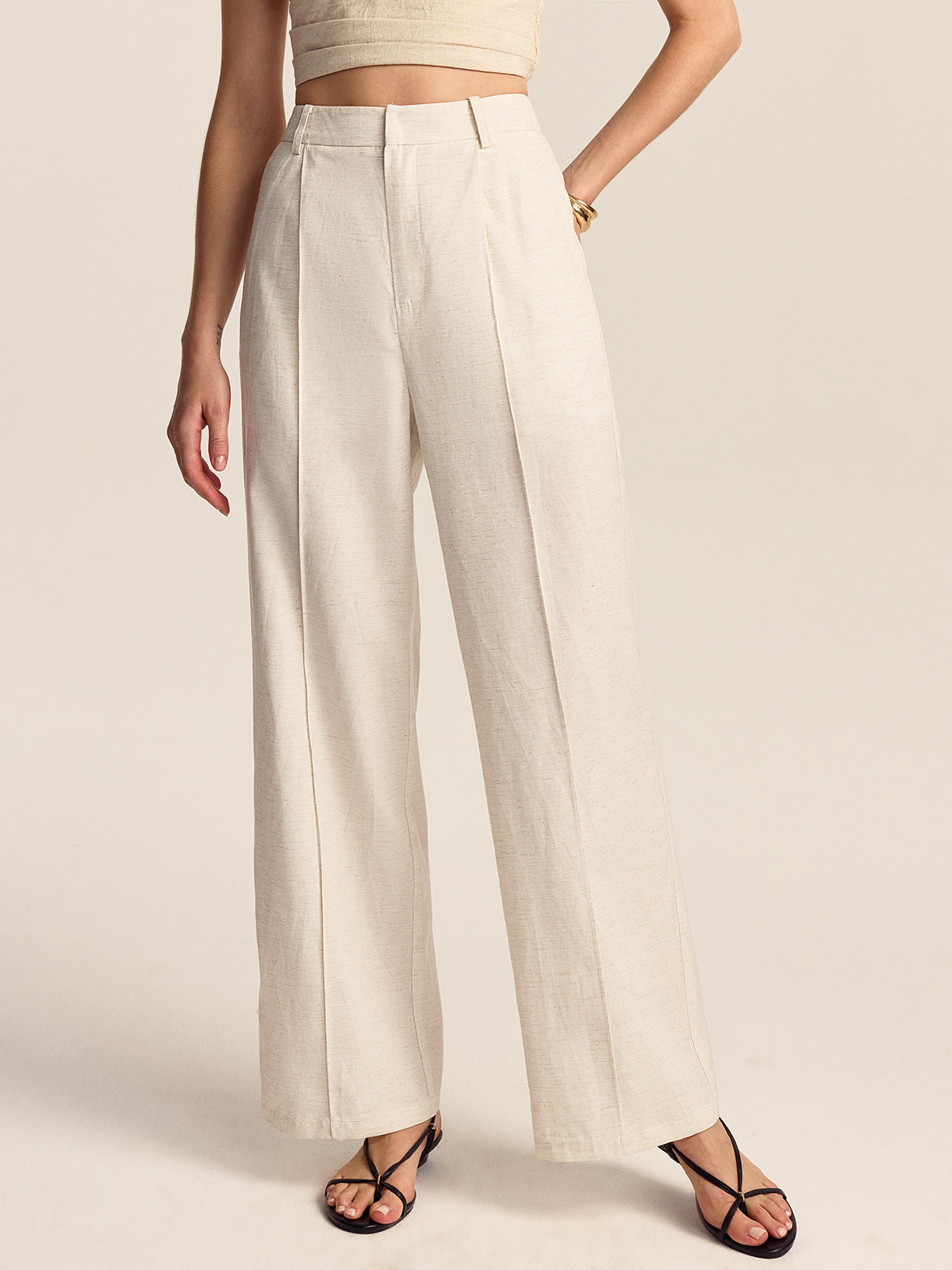 Tencel-Linen Blend Trousers-Massicos