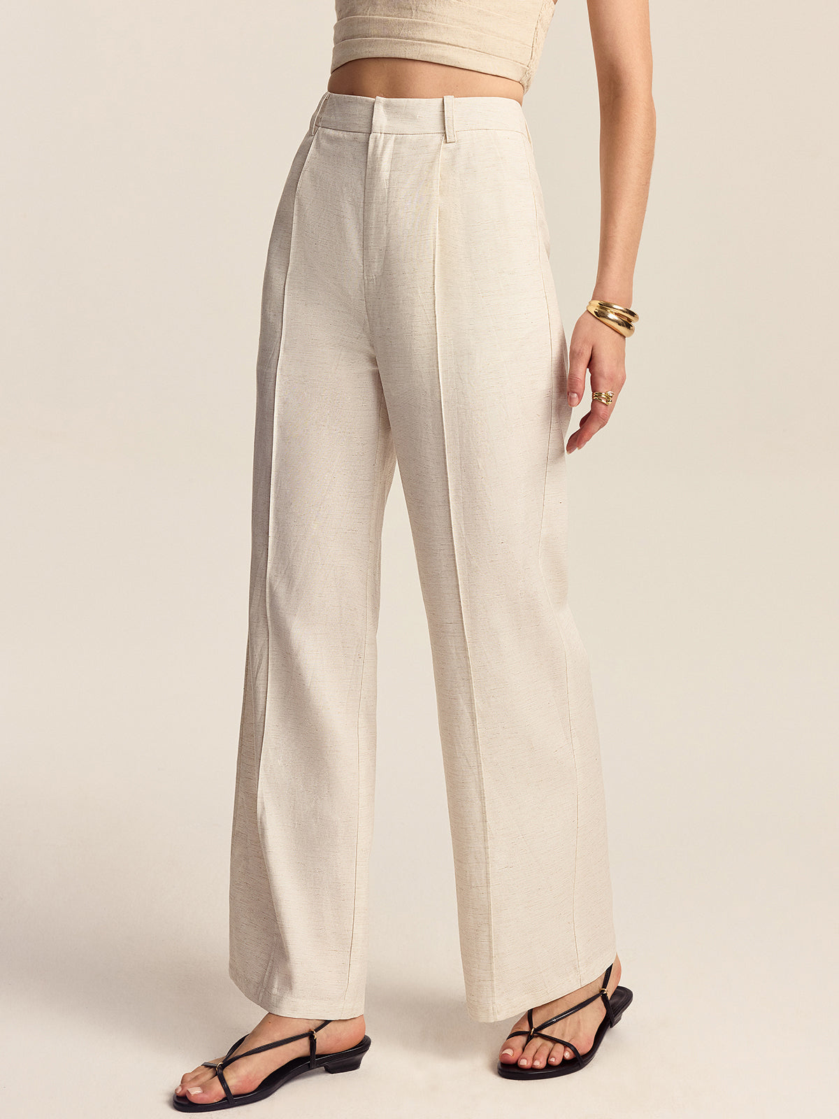 Tencel-Linen Blend Trousers-Massicos