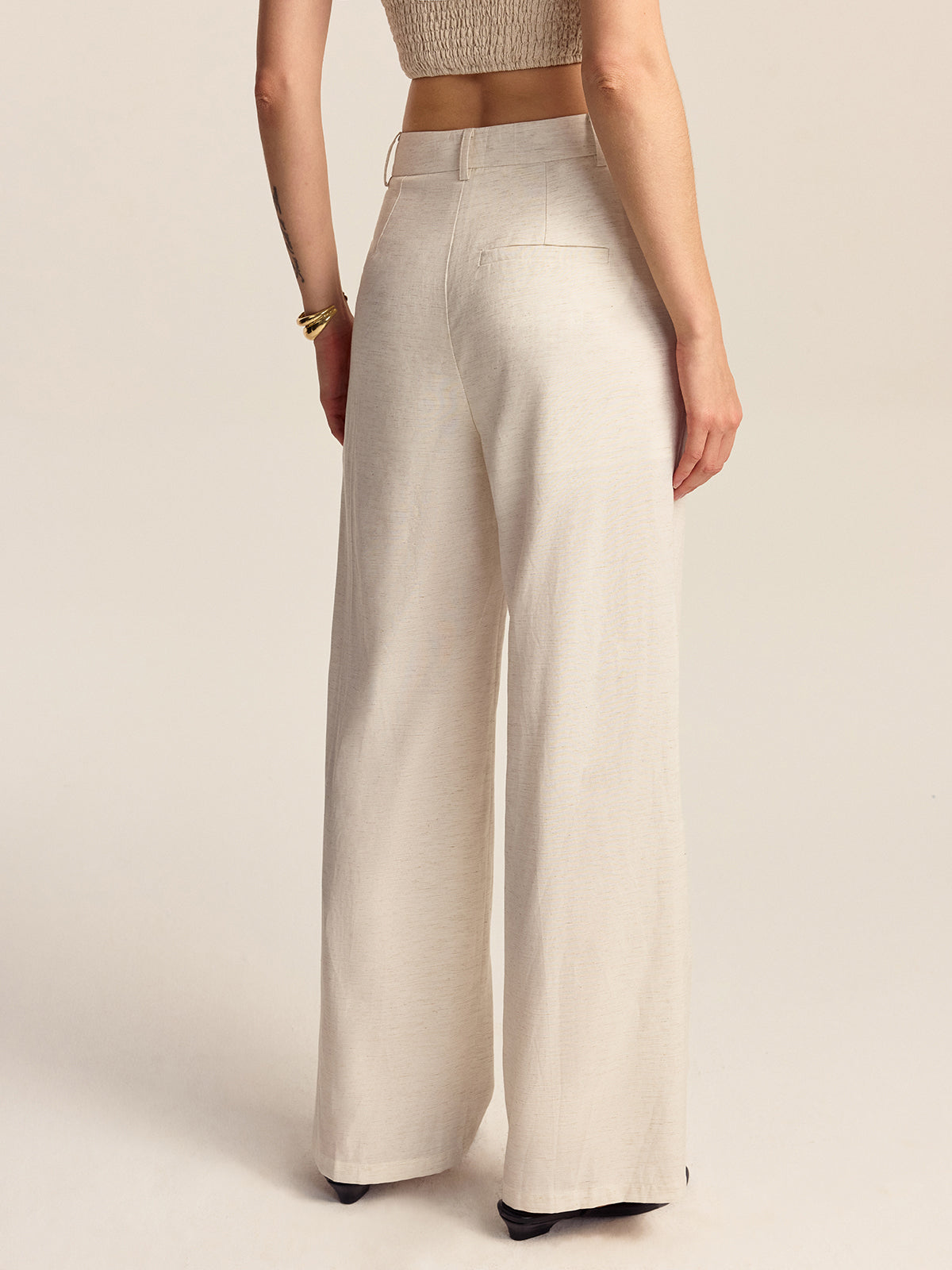 Tencel-Linen Blend Trousers-Massicos
