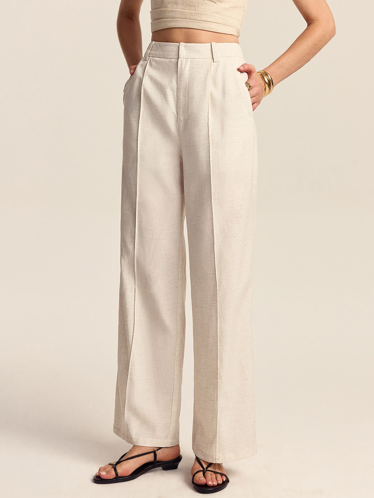 Tencel-Linen Blend Trousers-Massicos