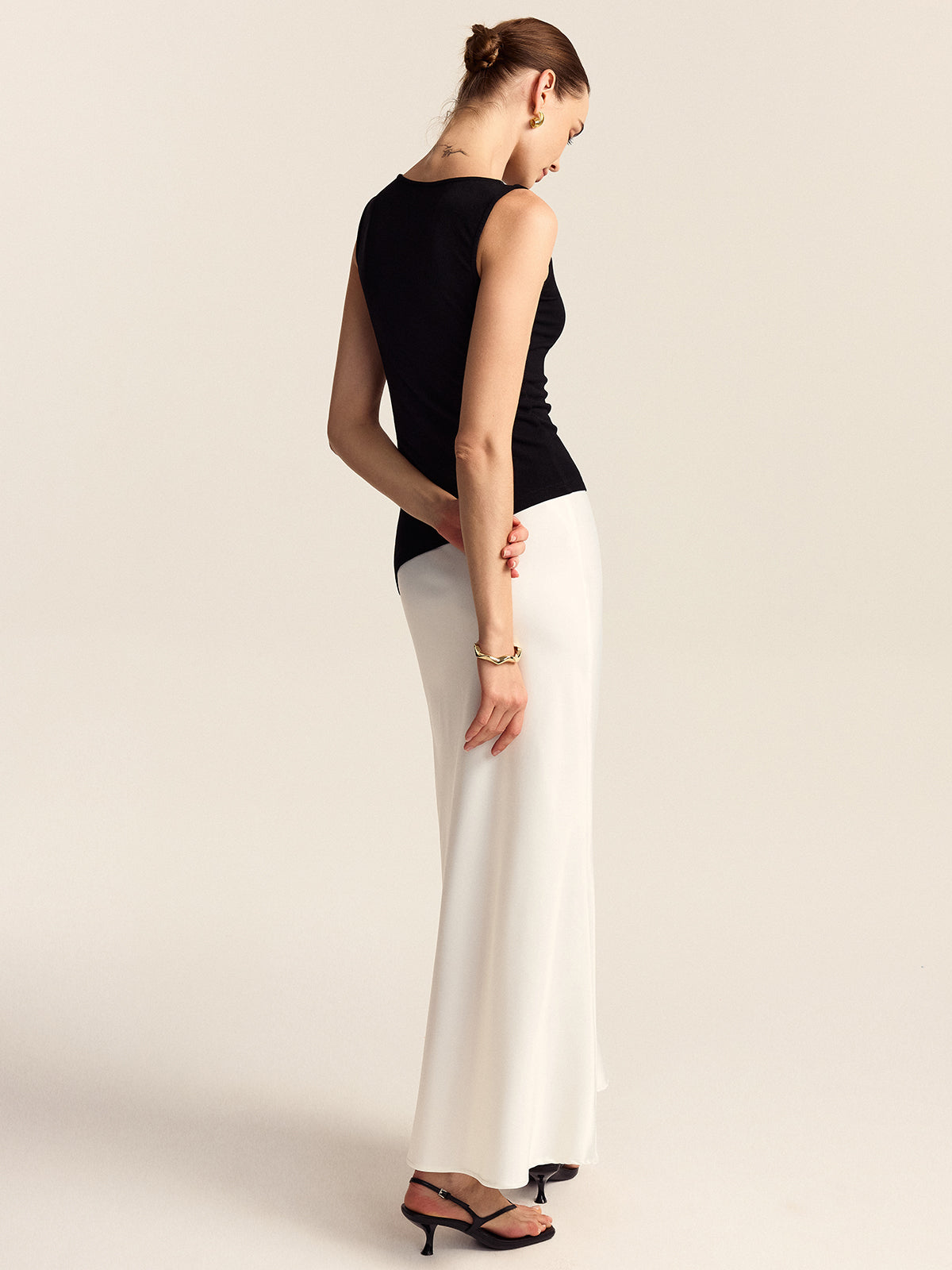Satin Mermaid Midi Skirt-Massicos