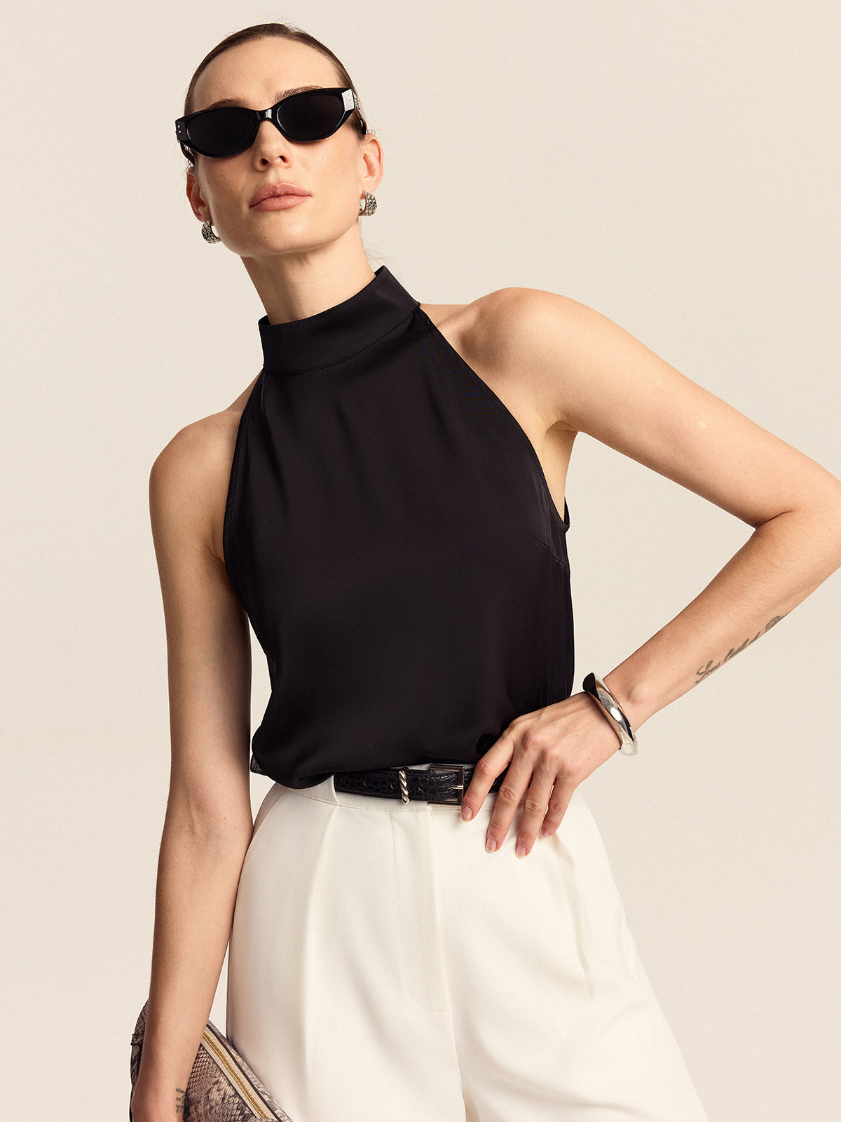 Satin Halter Top-Massicos