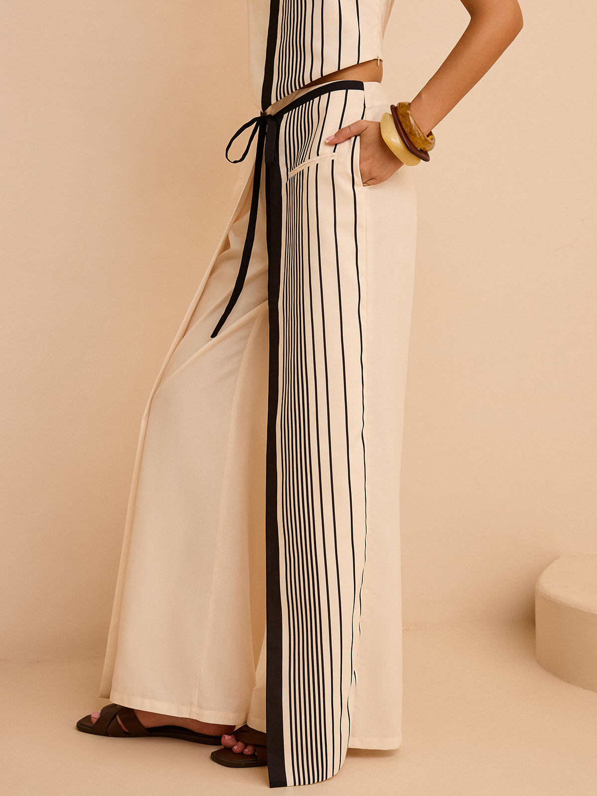 Striped Low-Waist Pants-Massicos
