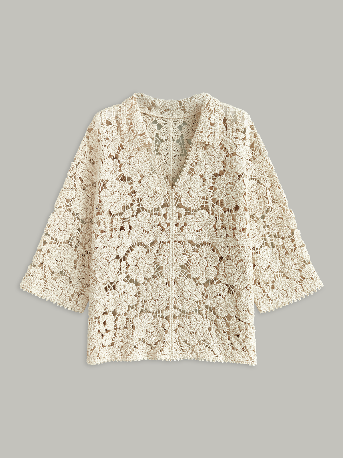 Semi-Sheer Floral Lace Top-Massicos