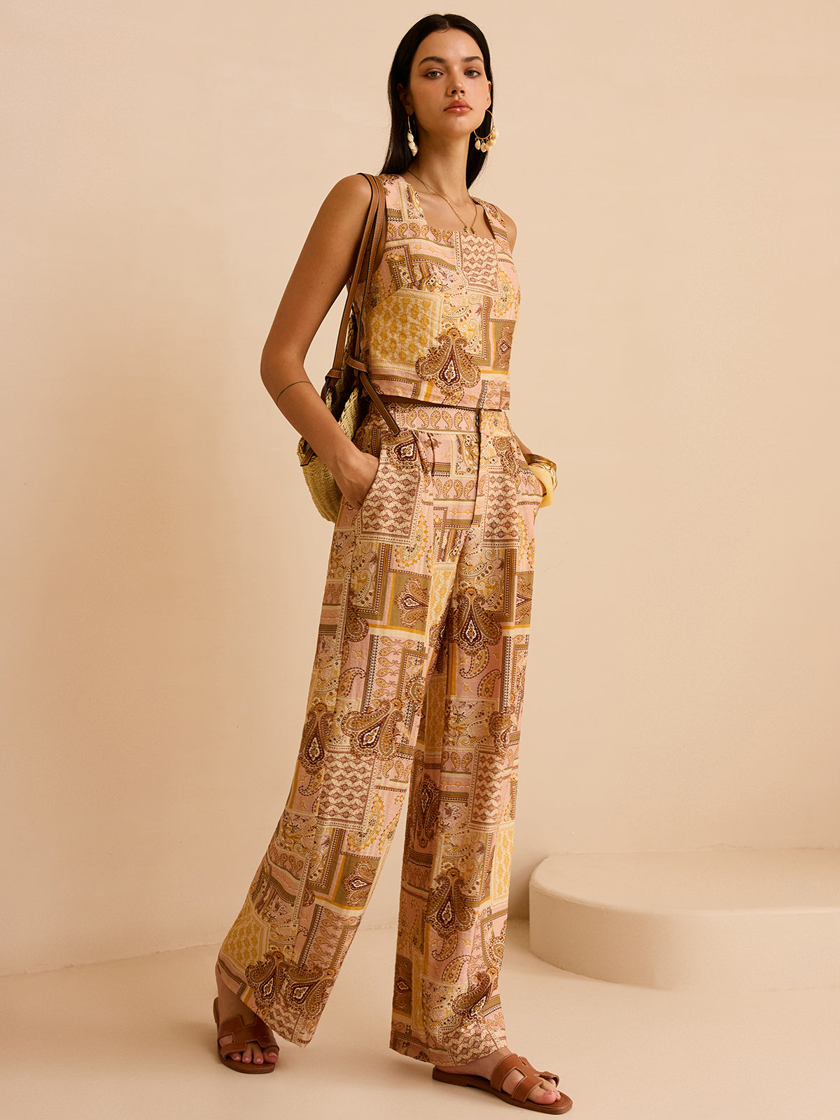 Ethnic Print Pants Set-Massicos
