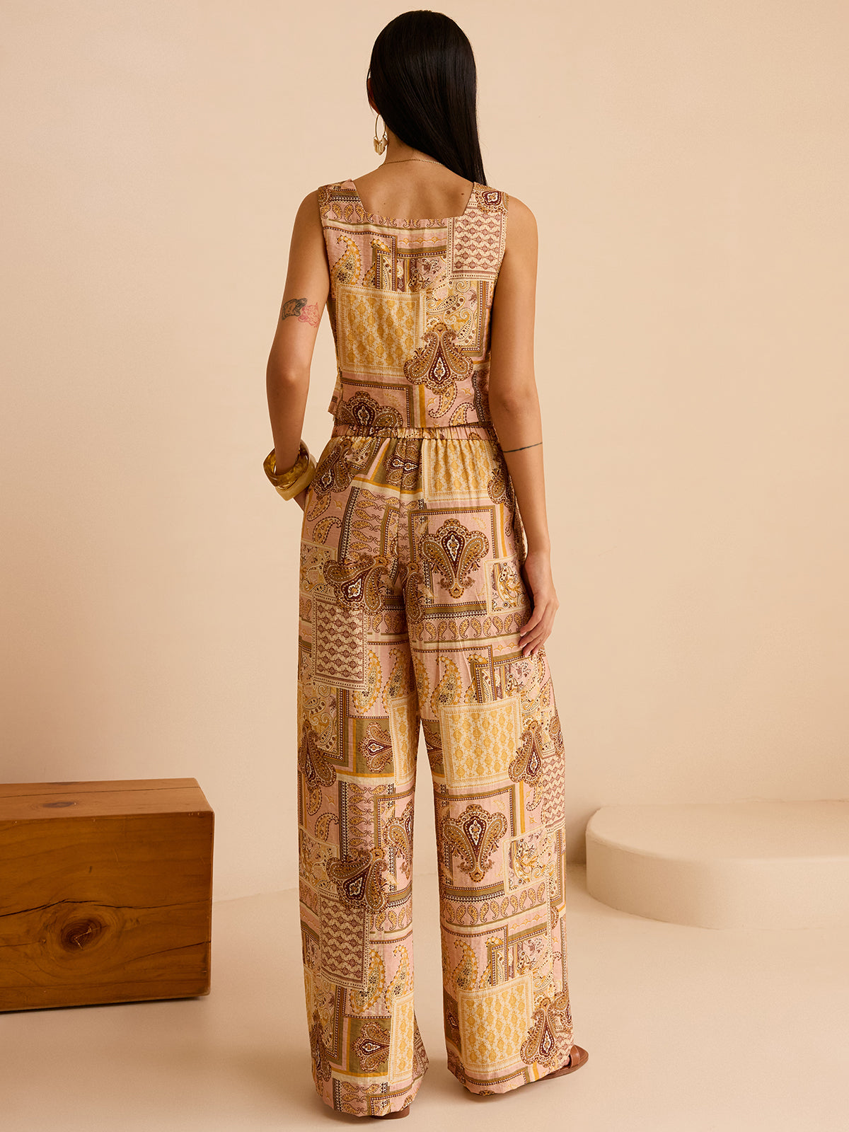 Ethnic Print Pants Set-Massicos