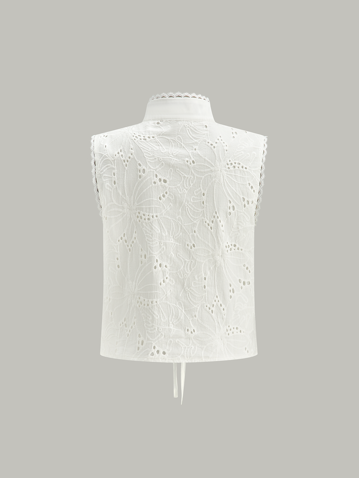 Sleeveless Eyelet Lace-Up Crop Top-Massicos