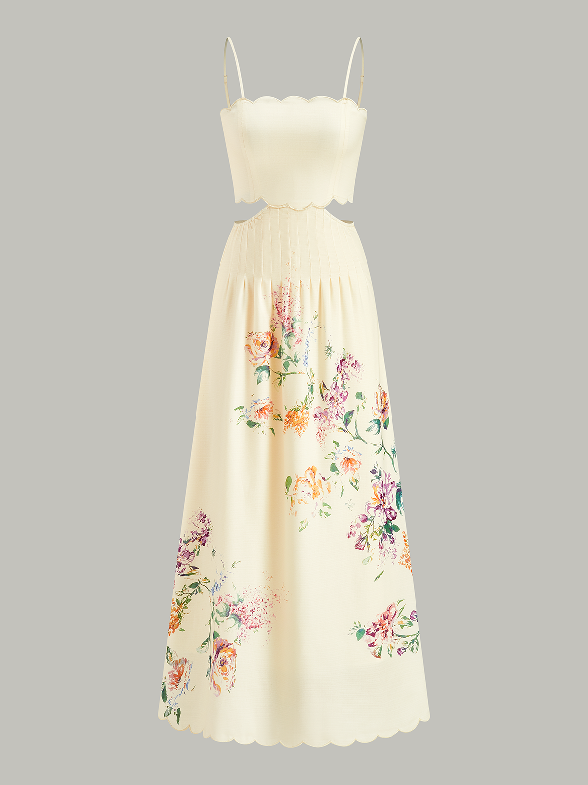 Floral Print Lace-Up Back Sleeveless Dress-Massicos