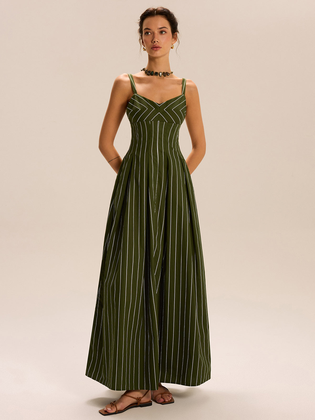 Striped Maxi Dress-Massicos