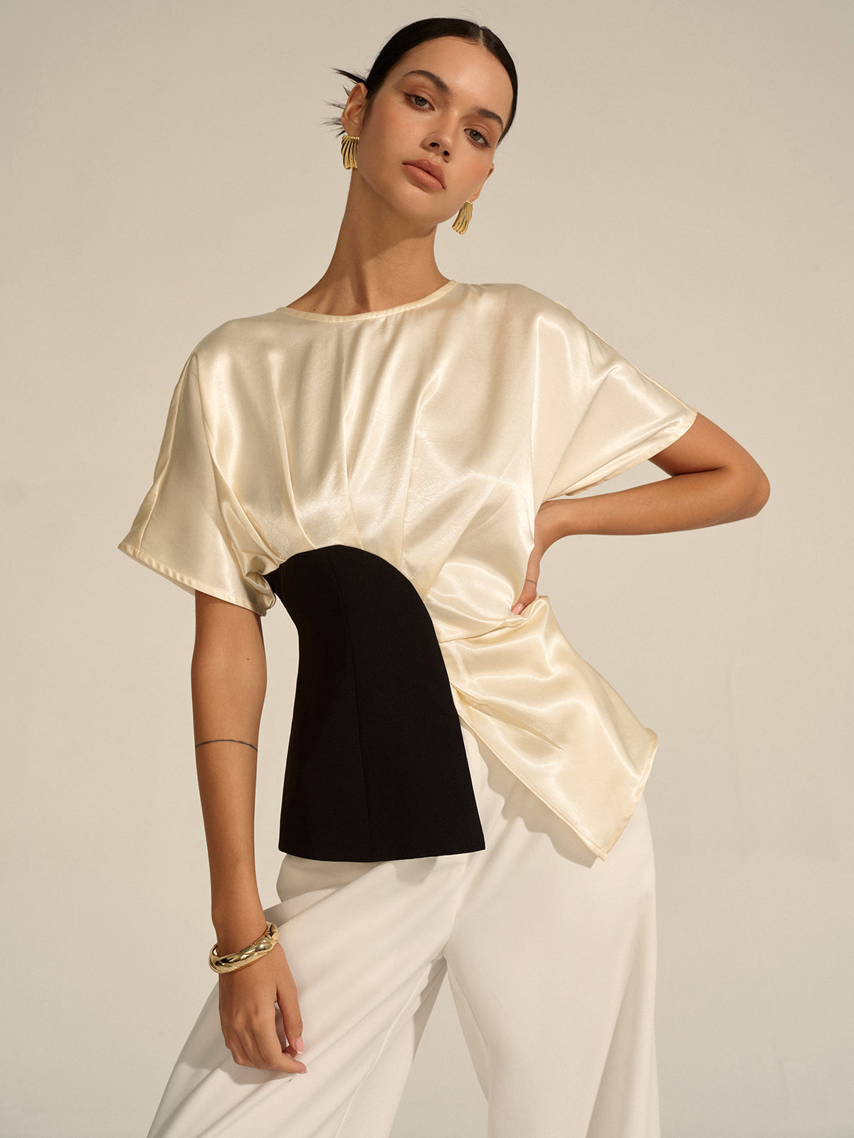 Asymmetric Color-Block Top-Massicos