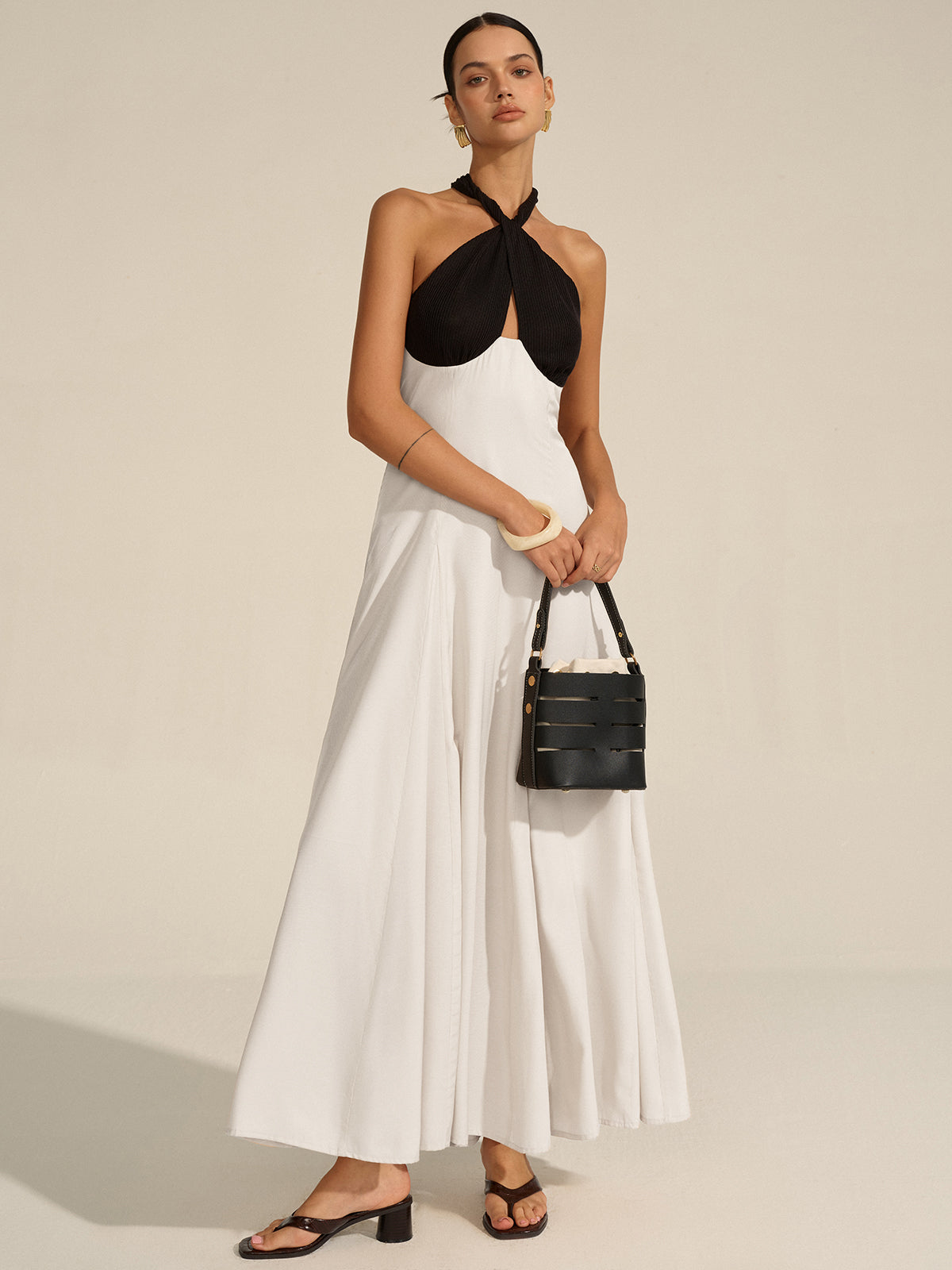 Halter Neck Cut-Out Maxi Dress-Massicos