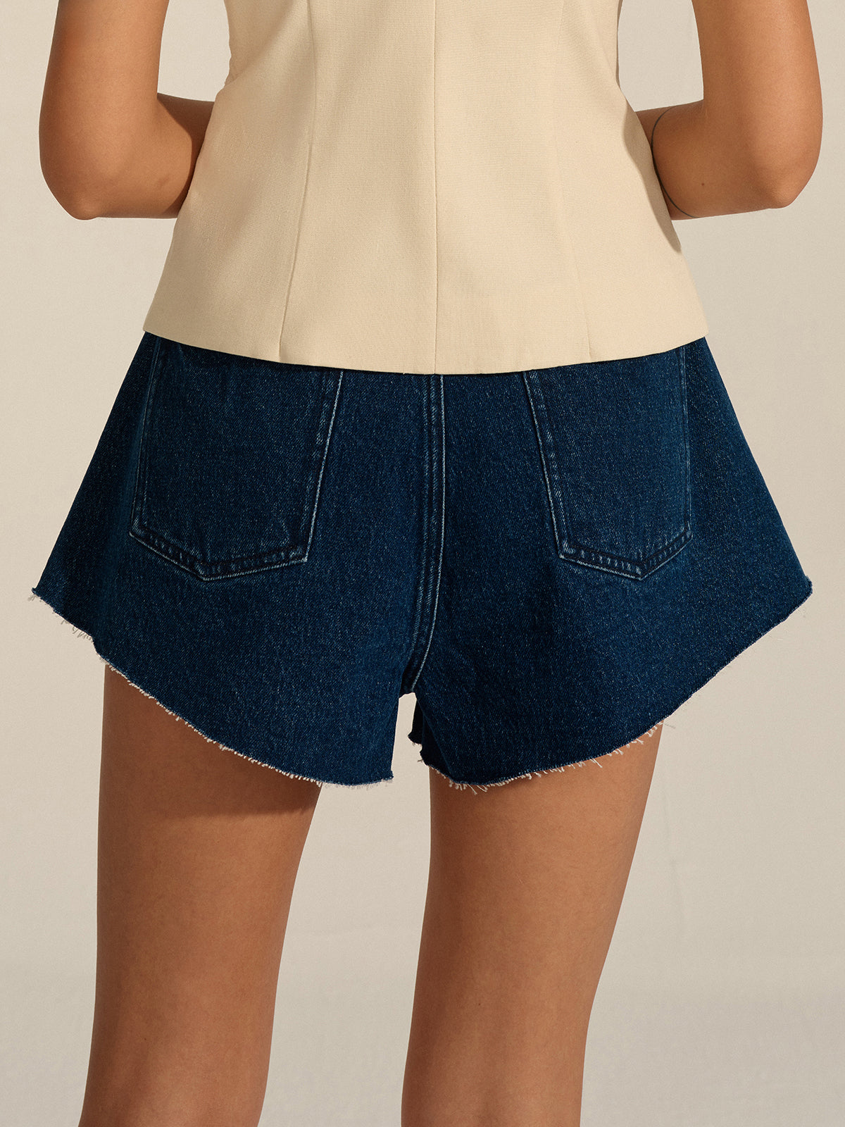 Mid-Waisted Denim Shorts-Massicos