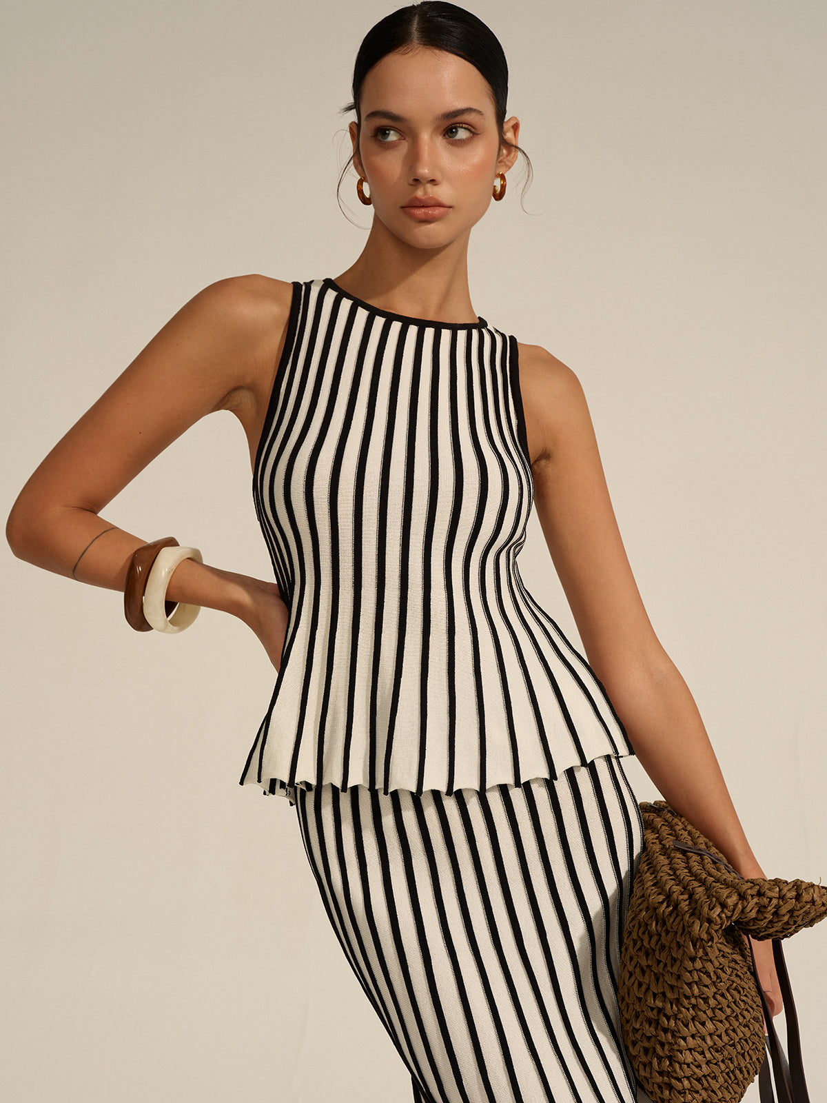 Striped Knit Co-ord Set-Massicos