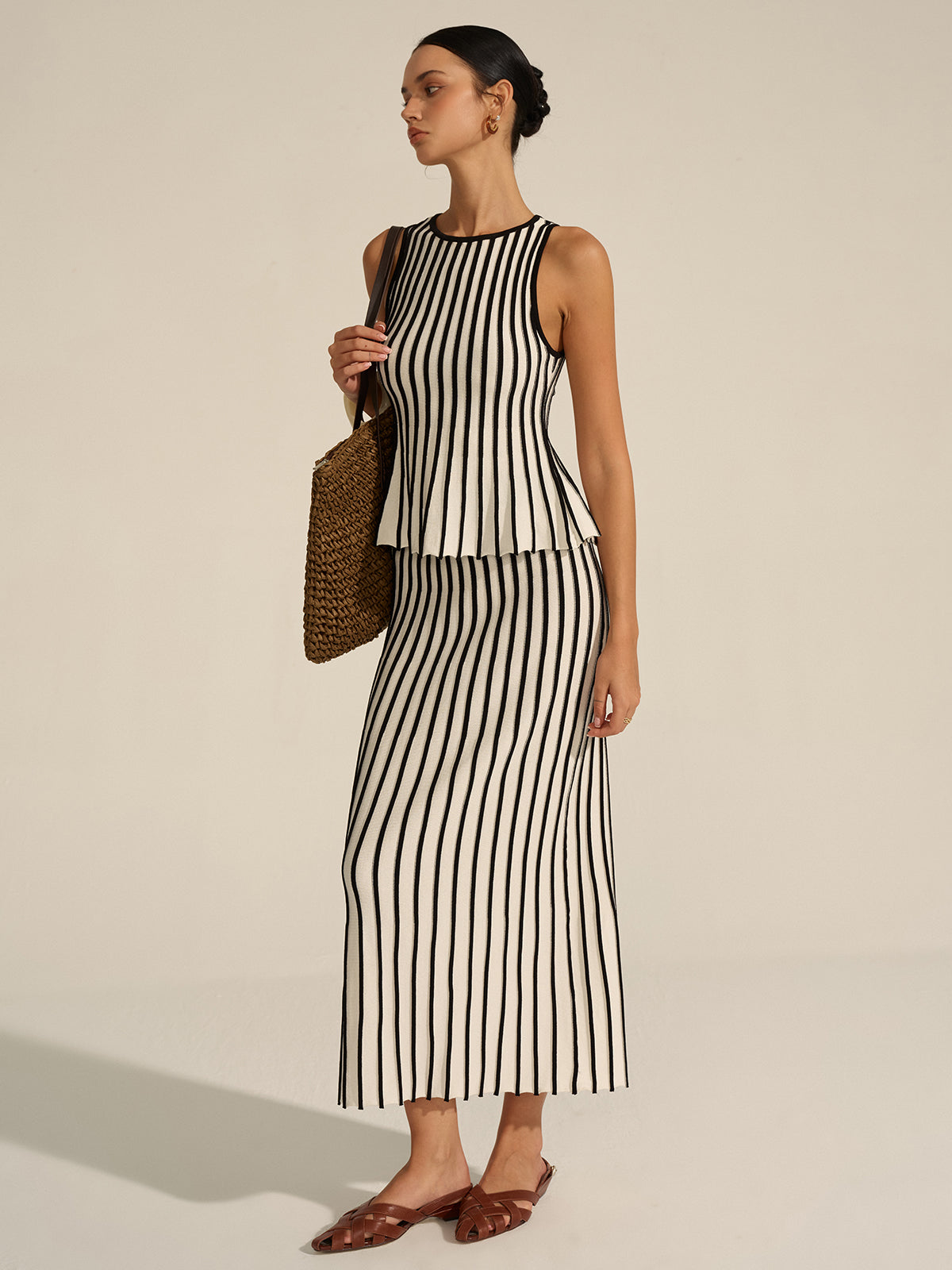 Striped Knit Co-ord Set-Massicos
