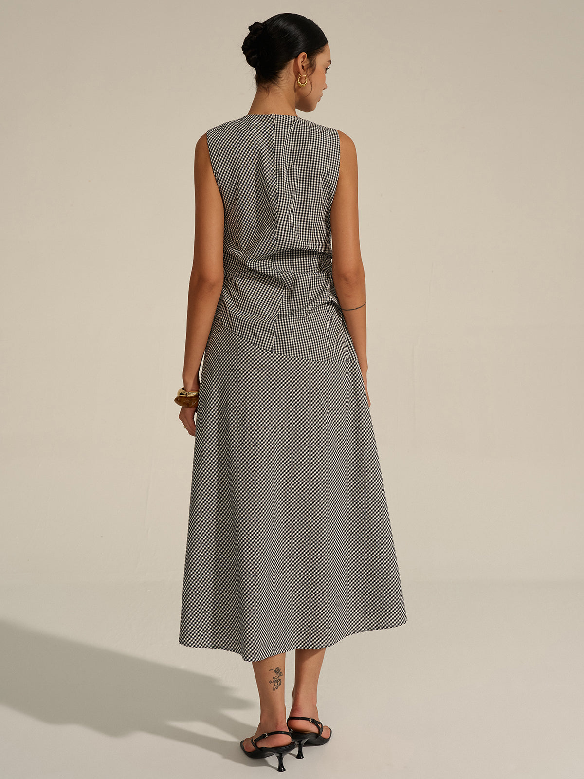 Gingham Midi Dress-Massicos