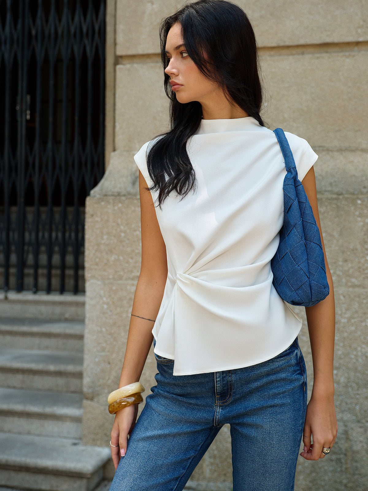Sleeveless Ruched Top-Massicos