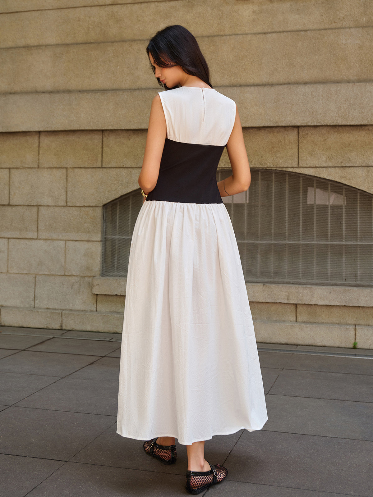 Sleeveless Color-Block Maxi Dress-Massicos