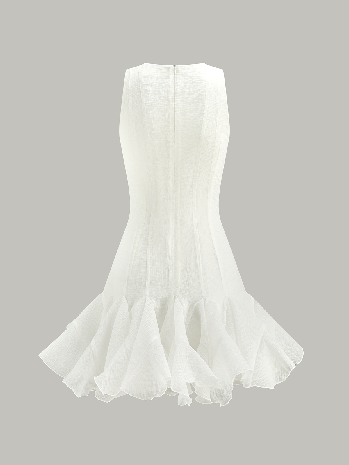 Semi-Sheer Ruffled Hem Mini Dress-Massicos