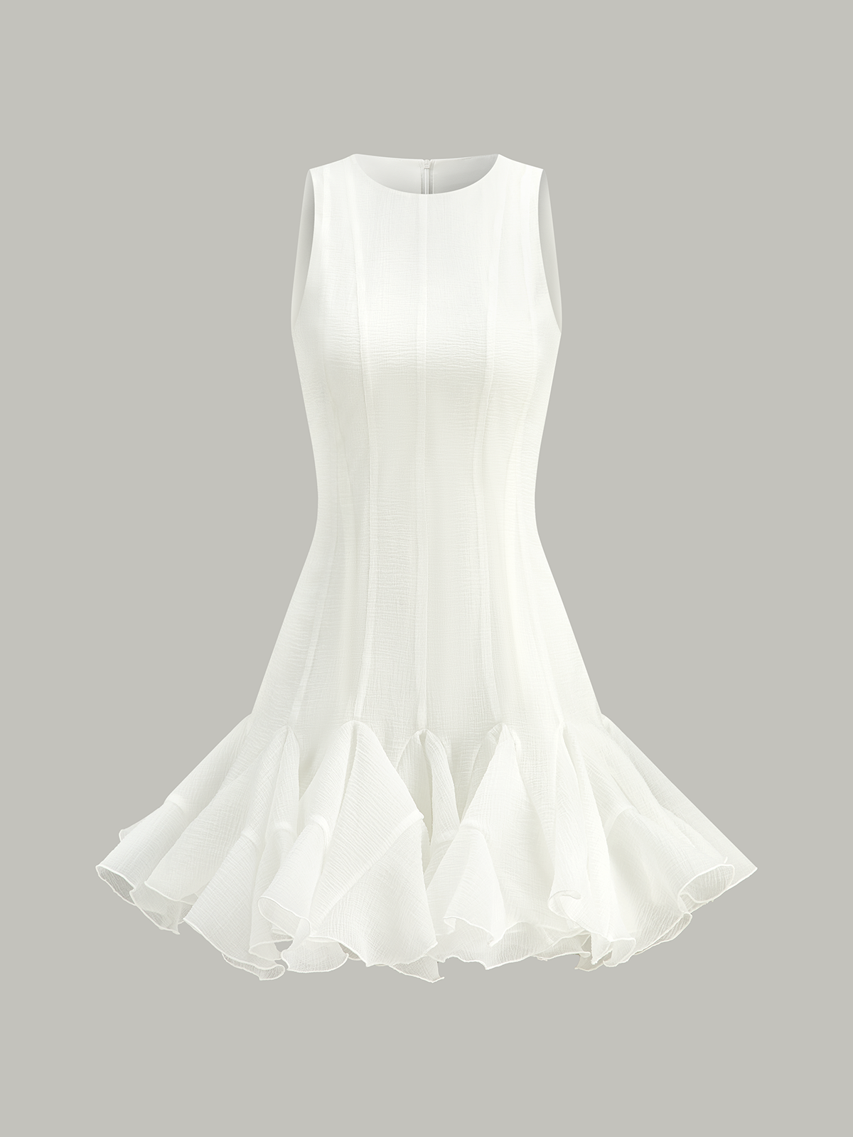 Semi-Sheer Ruffled Hem Mini Dress-Massicos