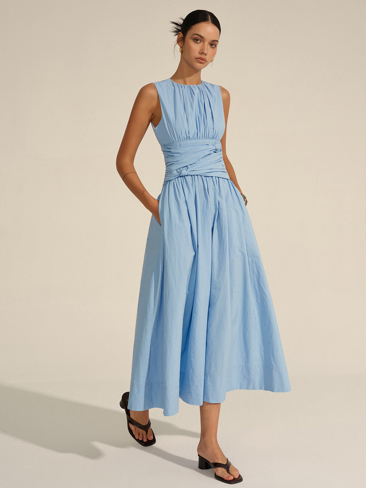 Ruched Waist Maxi Dress-Massicos