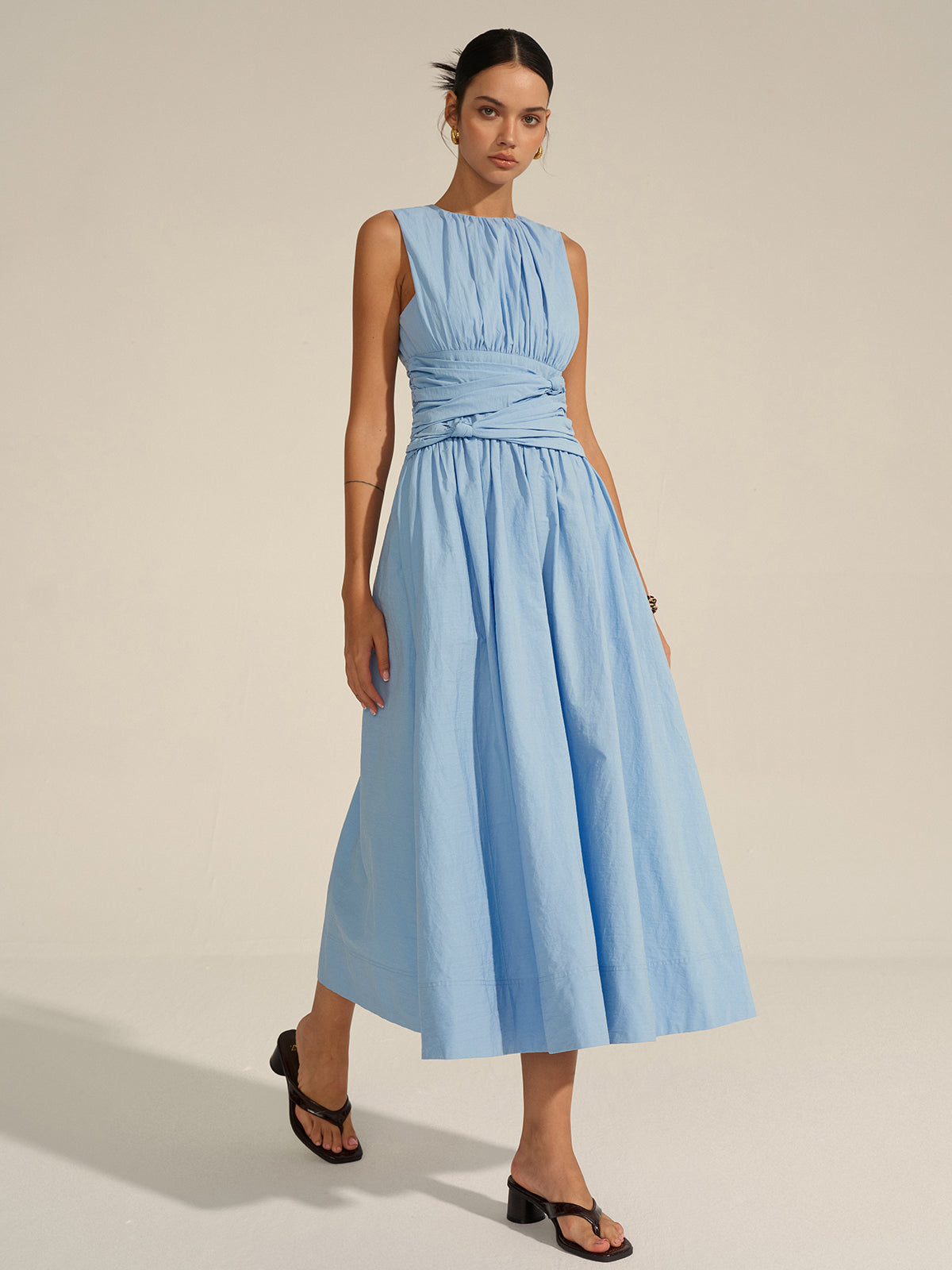 Ruched Waist Maxi Dress-Massicos