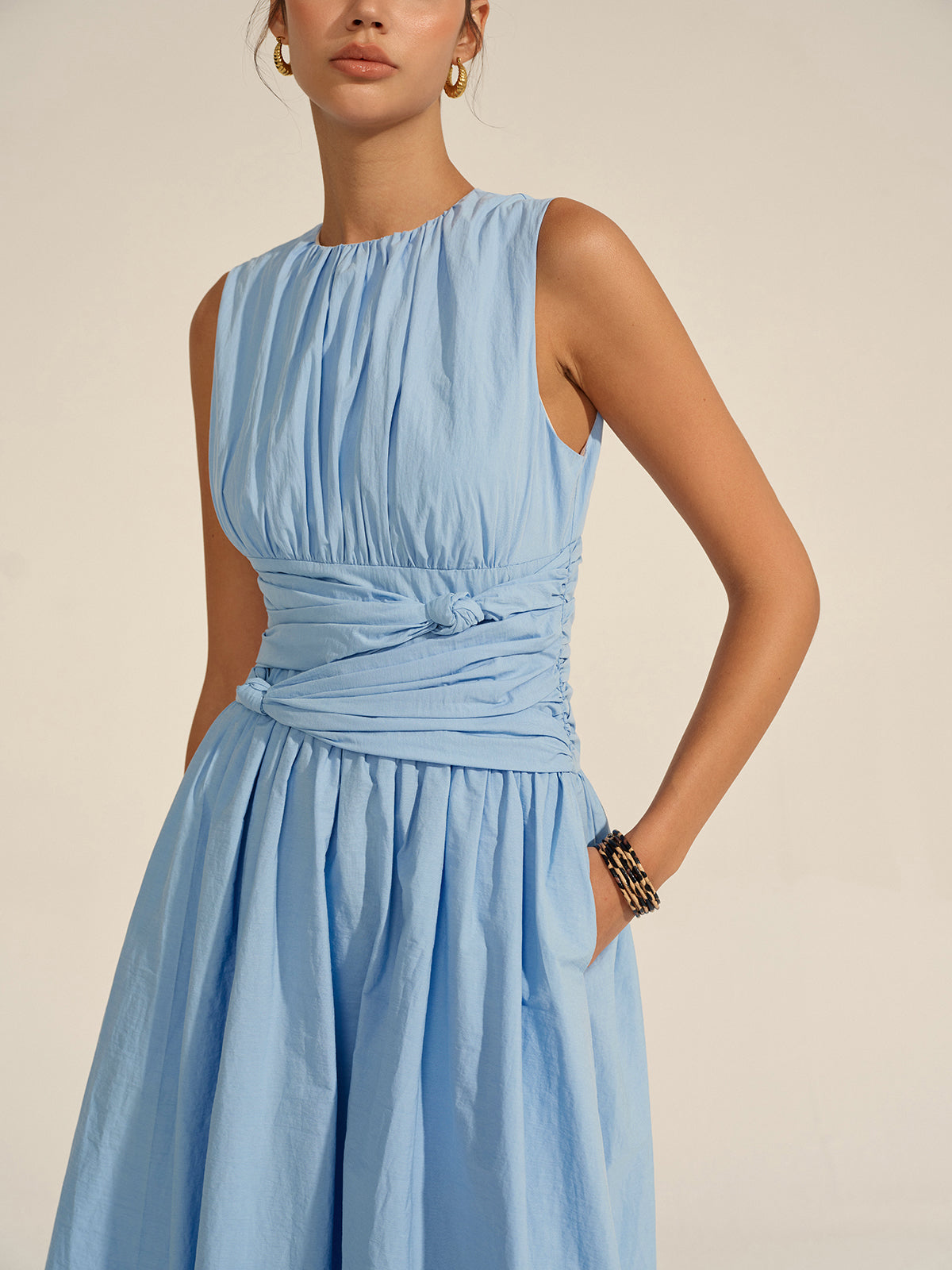Ruched Waist Maxi Dress-Massicos