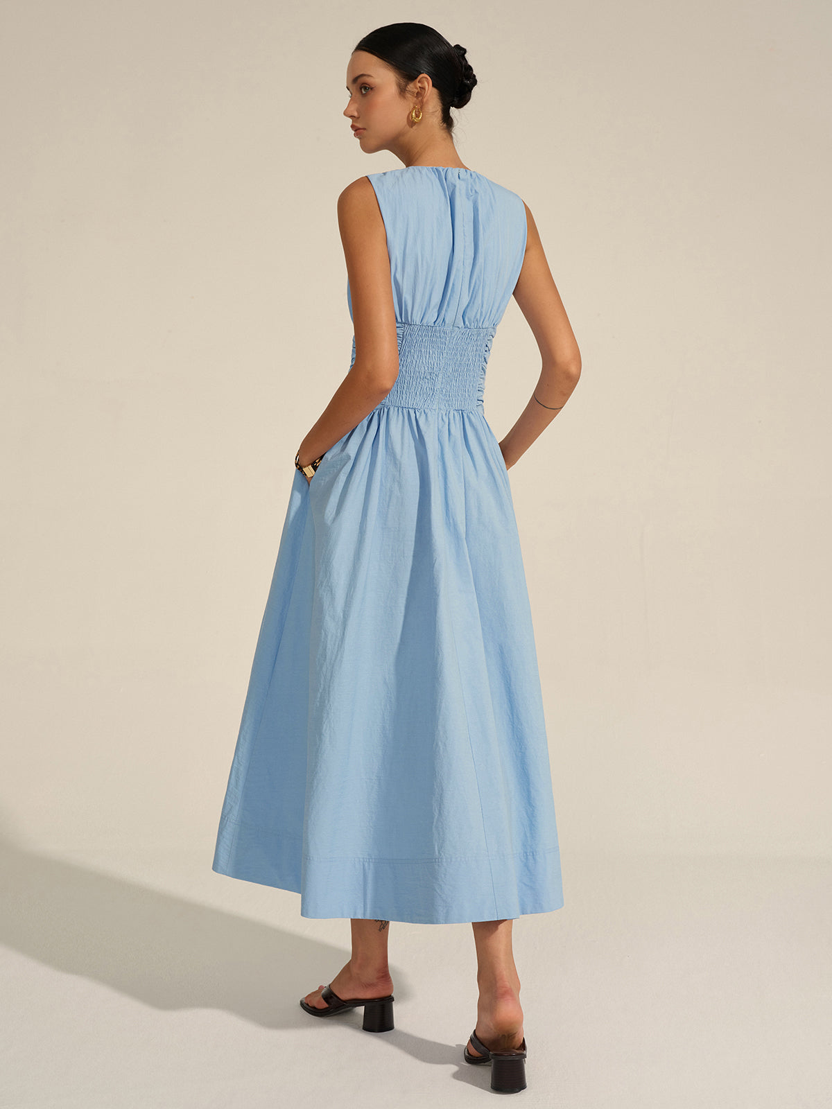 Ruched Waist Maxi Dress-Massicos