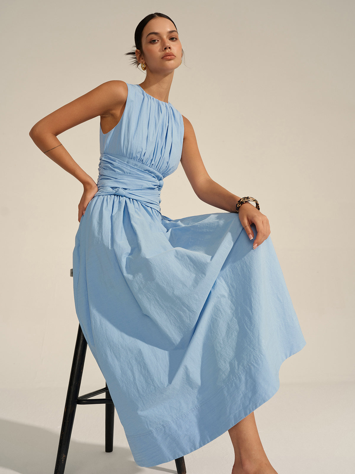 Ruched Waist Maxi Dress-Massicos