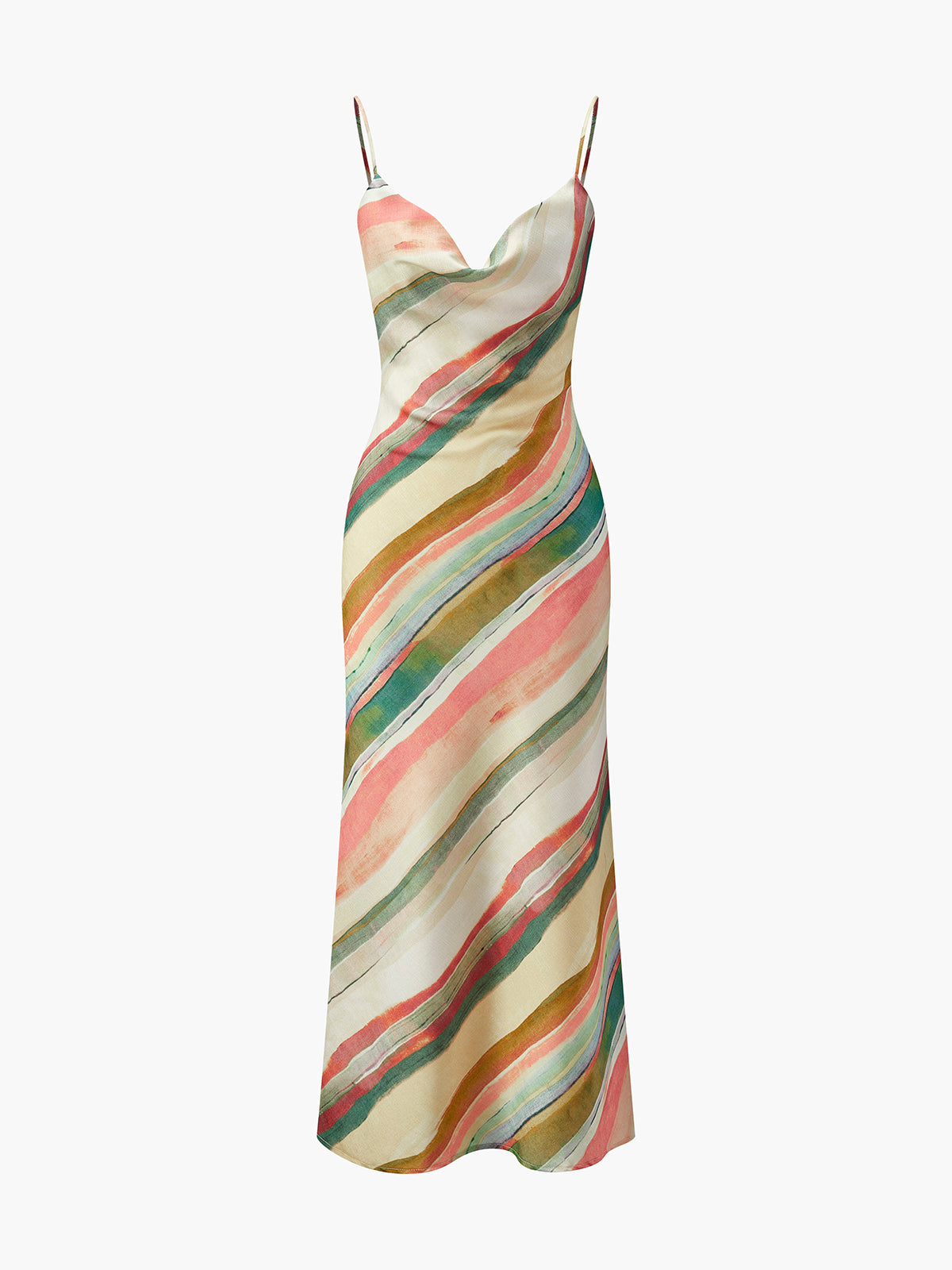 Watercolor Striped Cami Dress-Massicos
