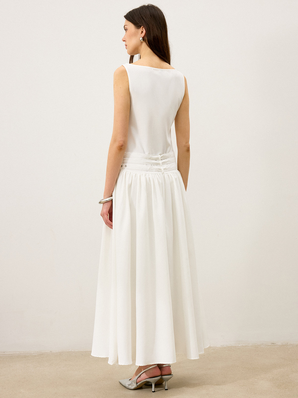 Boat Neck Multi-Belt Low-Waist Maxi Dress-Massicos