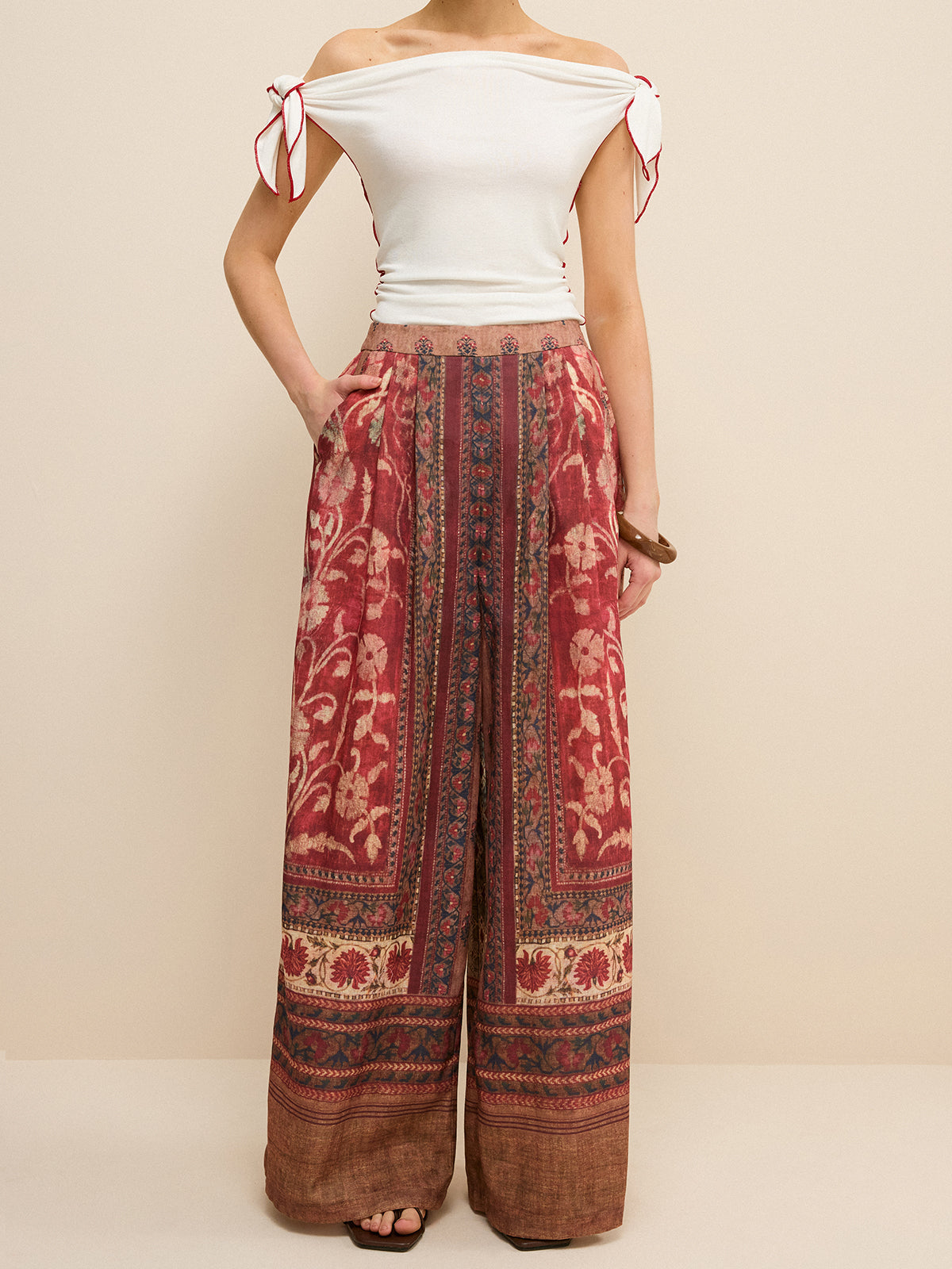 Boho Print Wide-Leg Pants-Massicos