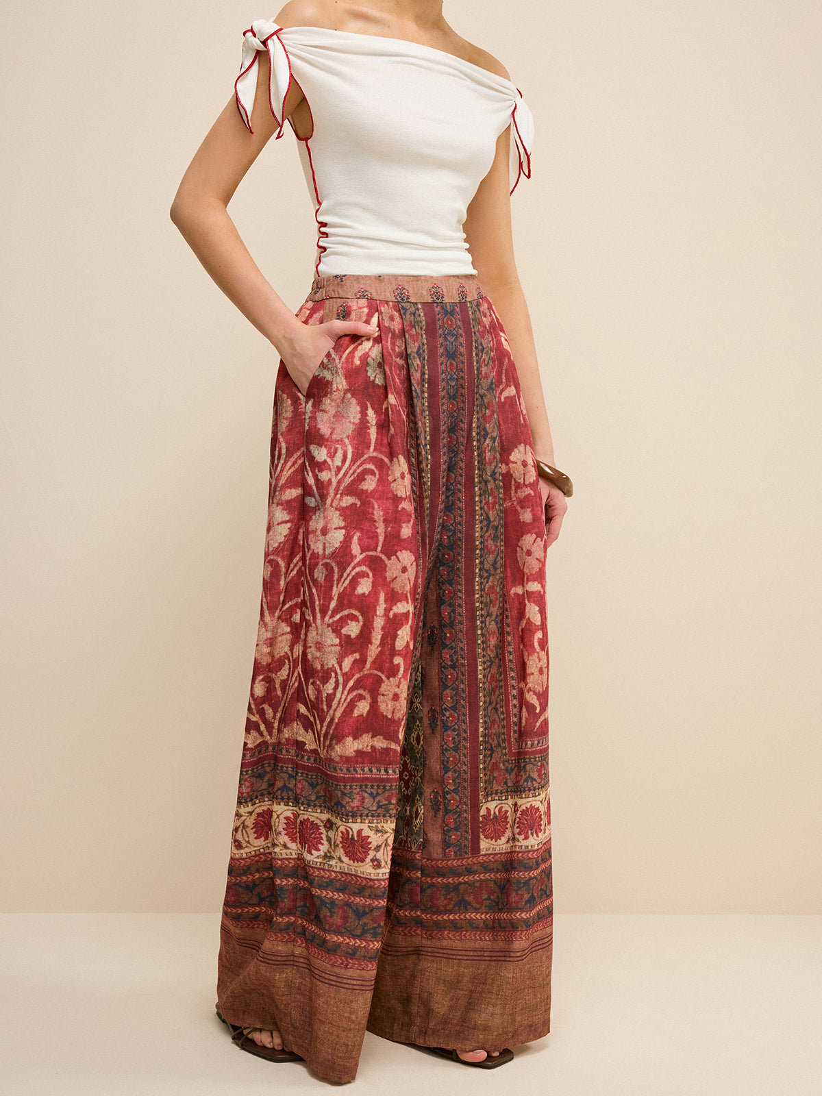 Boho Print Wide-Leg Pants-Massicos