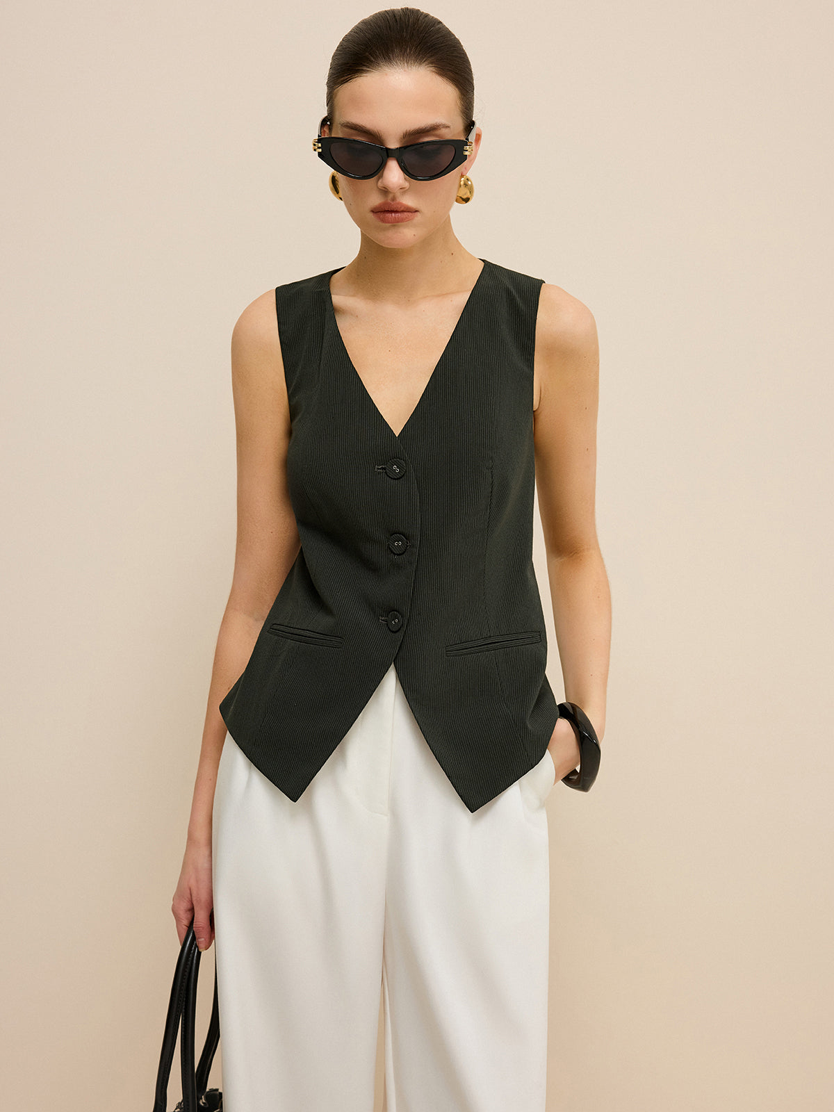 Pinstripe V-Neck Vest-Massicos