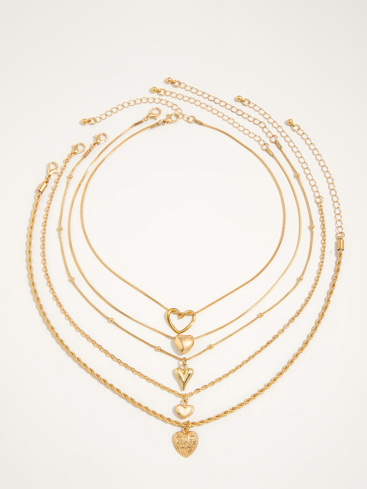 Layered Heart Necklaces-Massicos