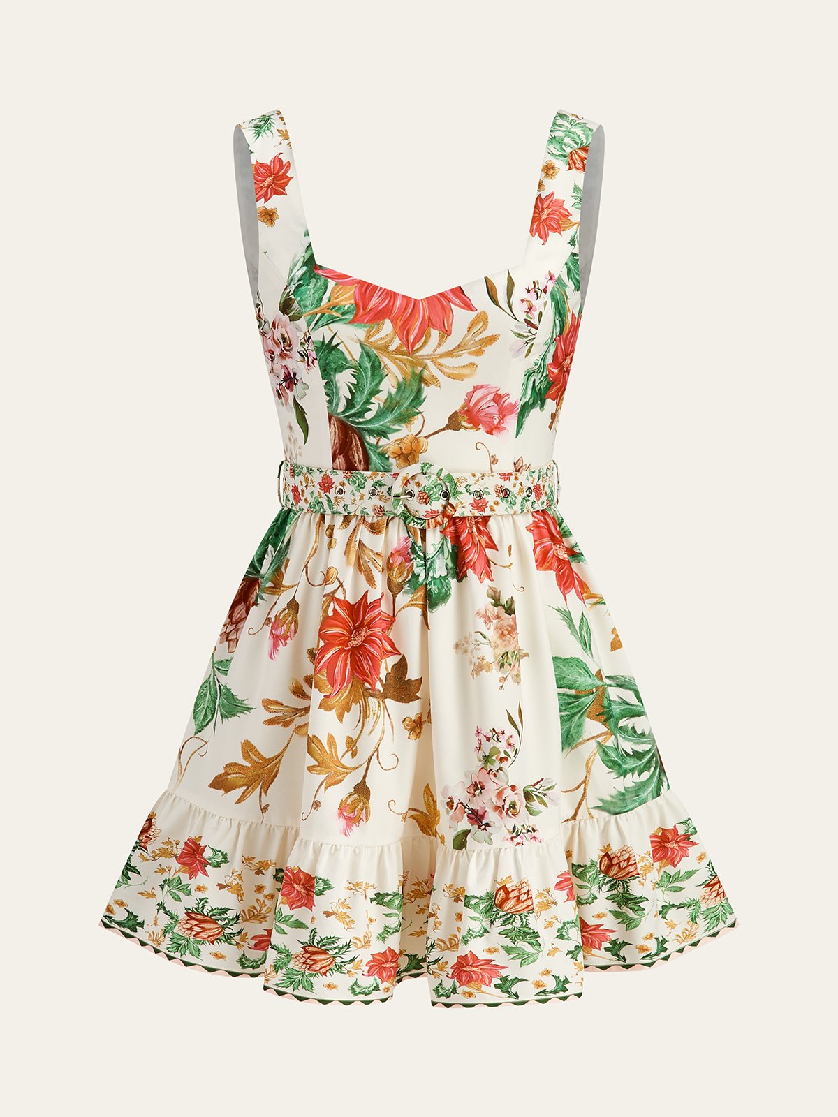 Floral Print Sleeveless Mini Dress-Massicos