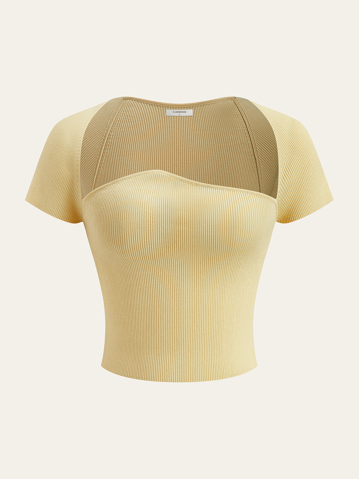 Ribbed Knit Square Neck Crop Top-Massicos
