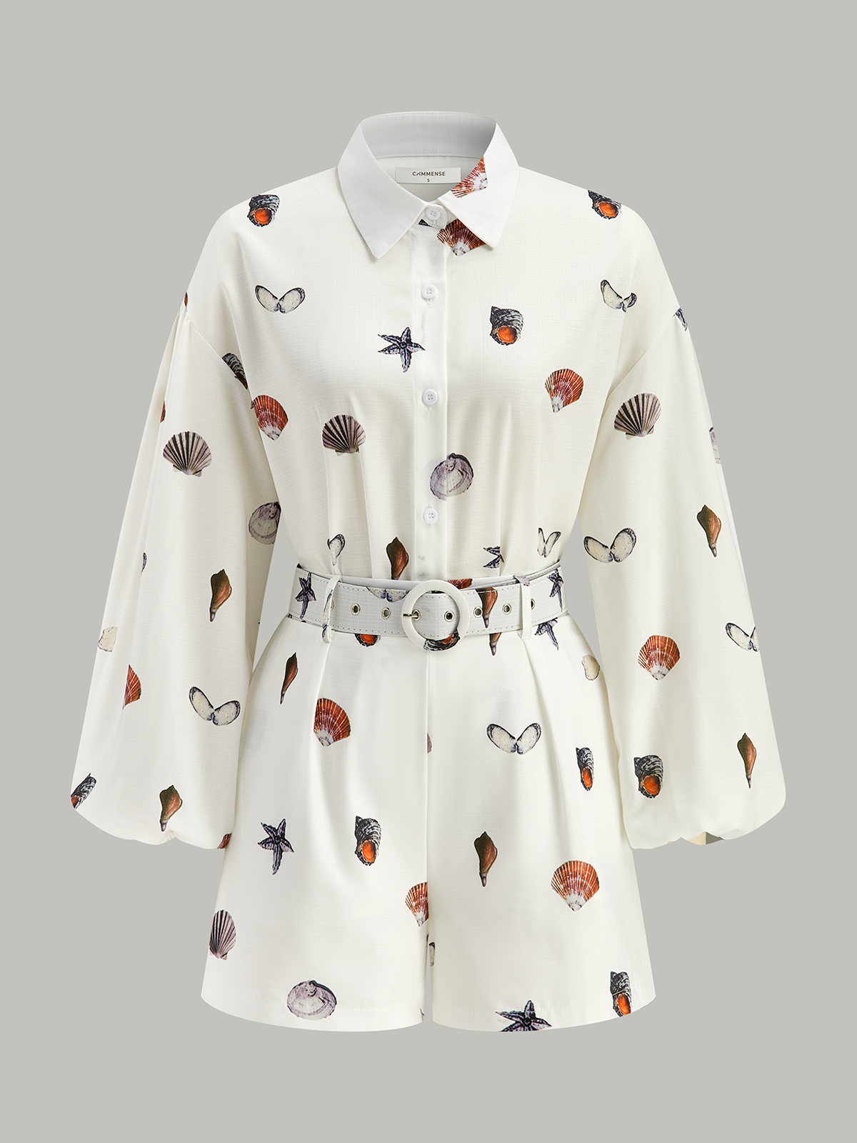 Belted Seashell Print Shorts Set-Massicos