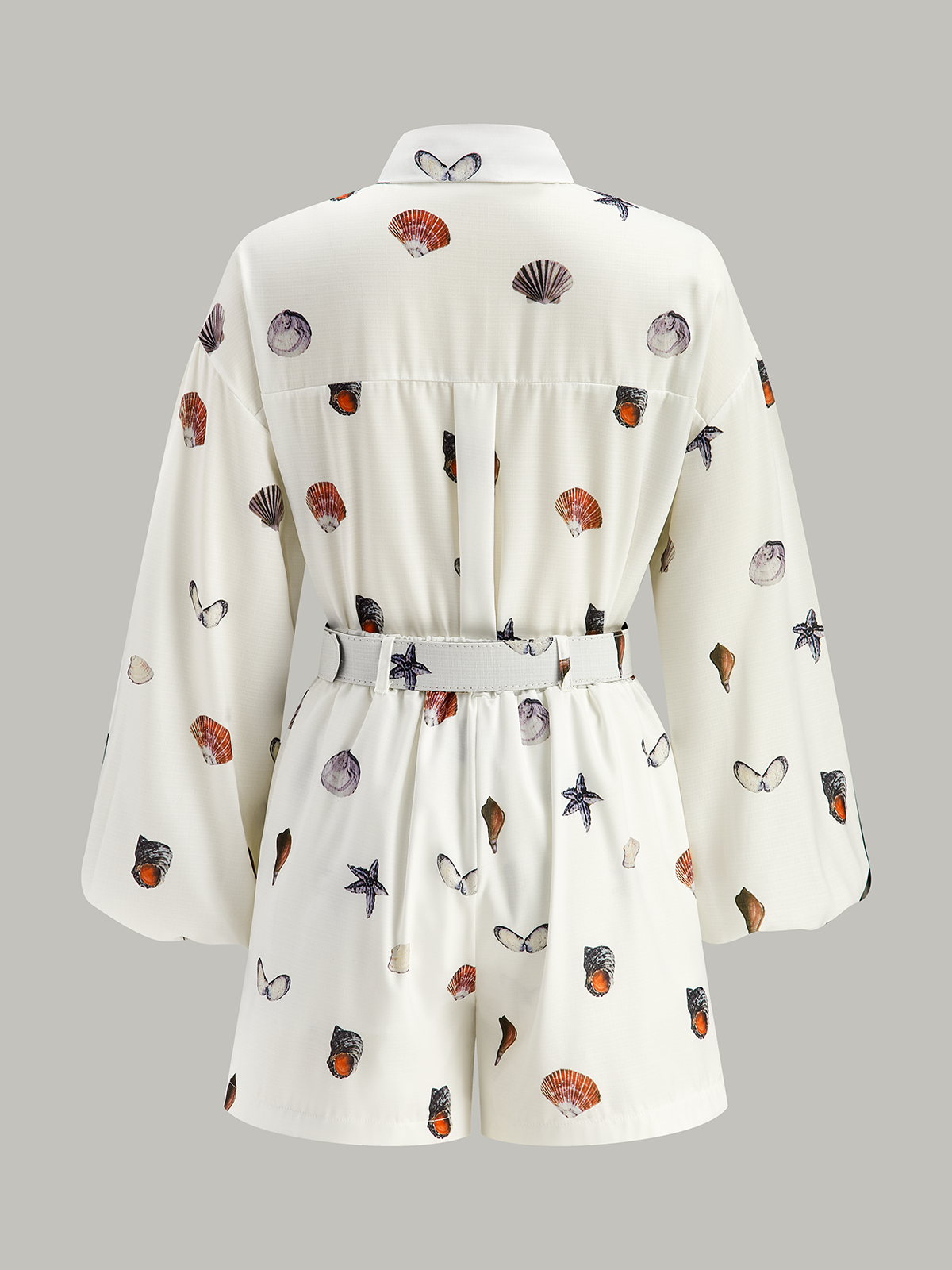 Belted Seashell Print Shorts Set-Massicos