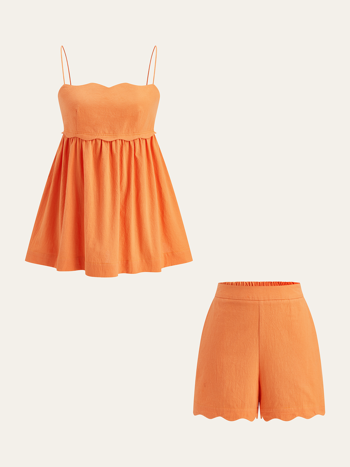 Scallop Hem Cami Top and Shorts Set-Massicos