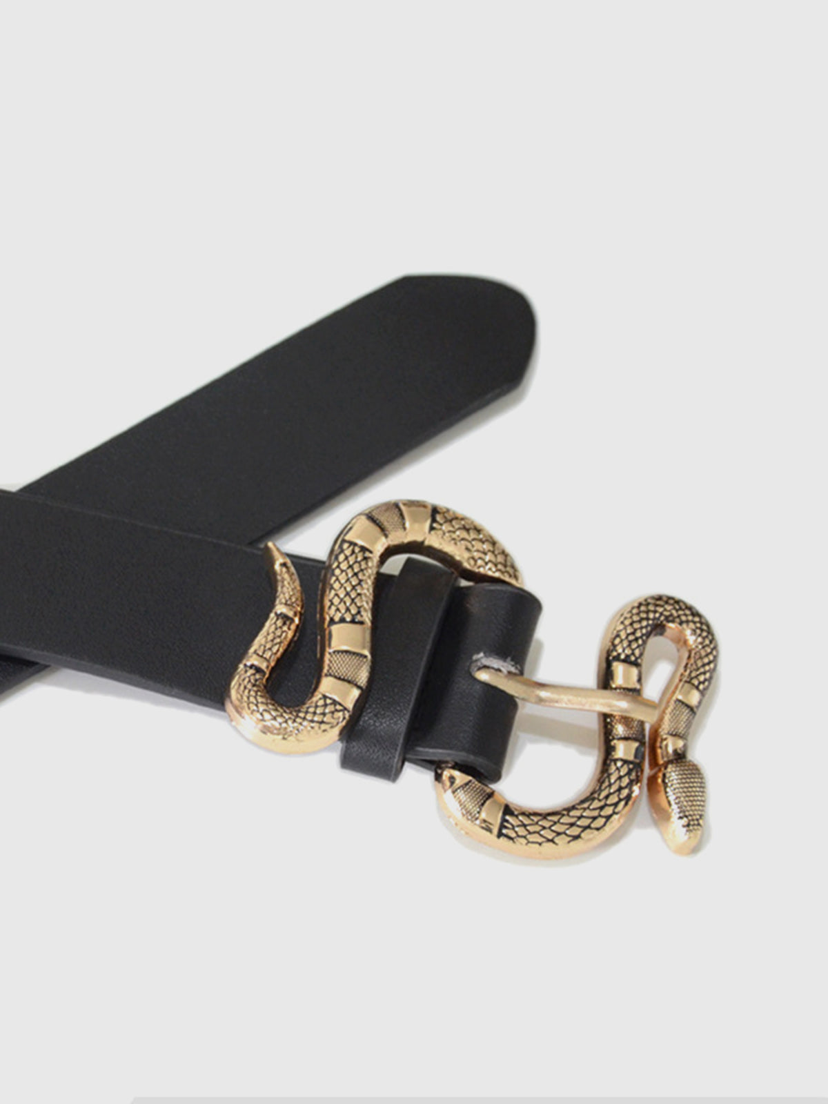 Snake Buckle Leather Belt-Massicos