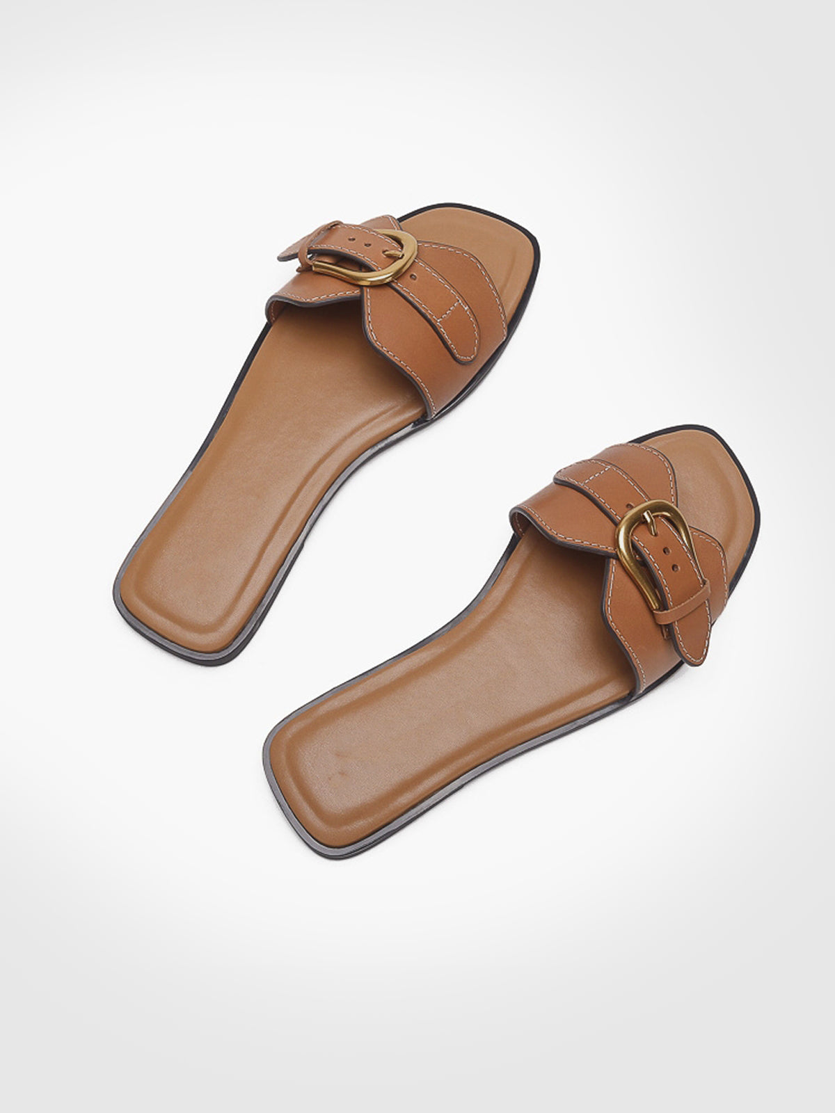 Buckled Strap Slide Sandals-Massicos