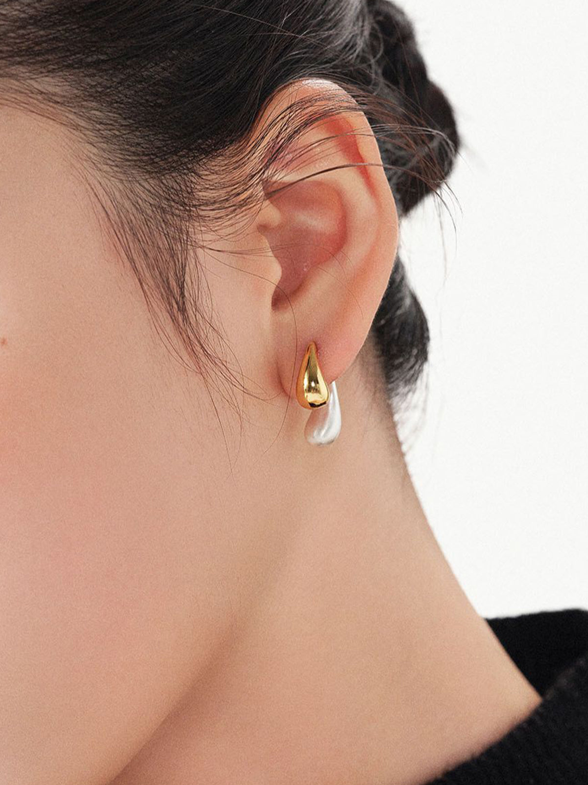 Two-Tone Water Drop Earrings-Massicos
