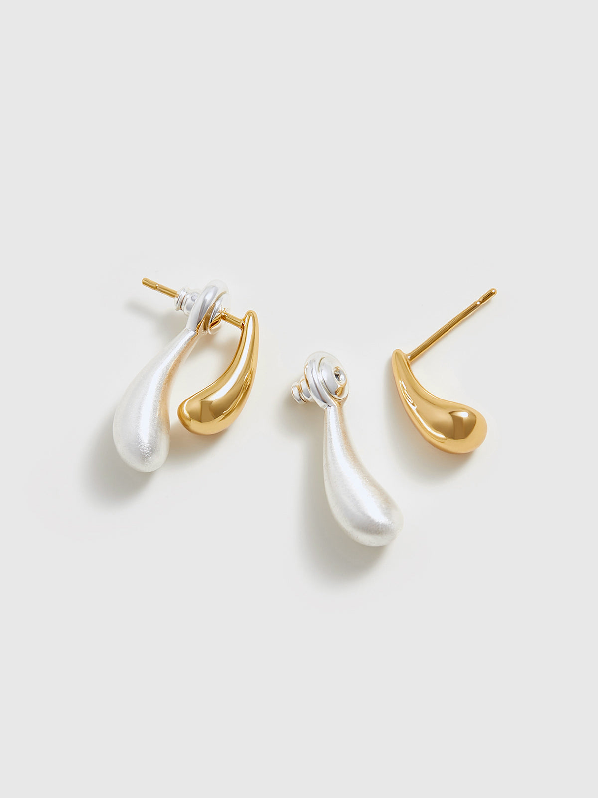 Two-Tone Water Drop Earrings-Massicos