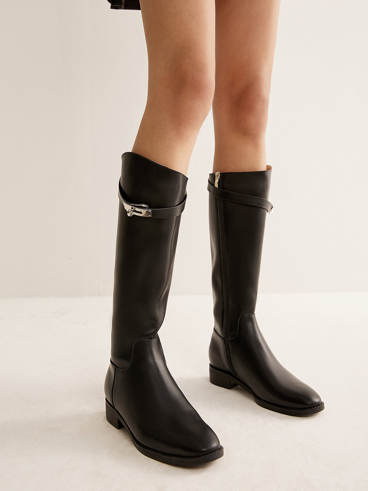Belted Knee-High Knight Boots-Massicos
