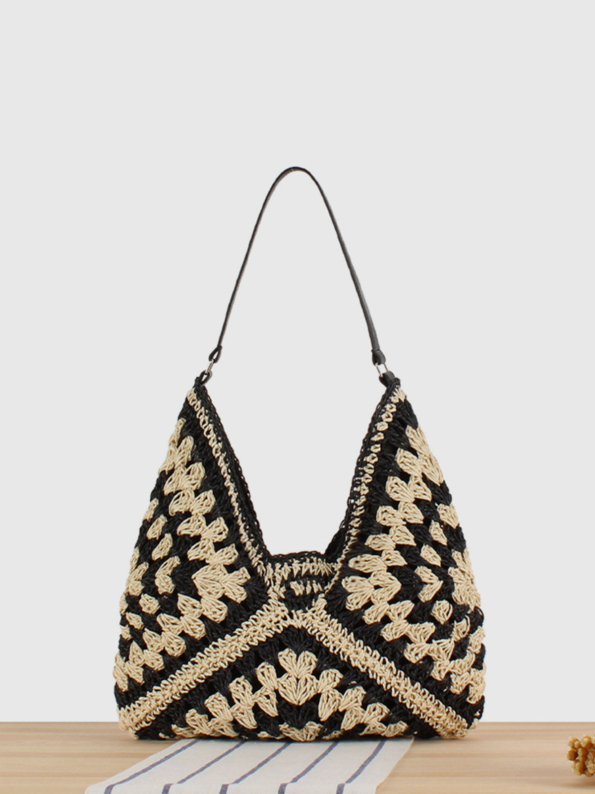 Vintage Crochet Macrame Shoulder Bag-Massicos